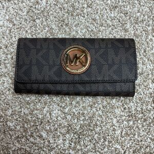 Michael Kors Brown Wallet with Gold Emblem